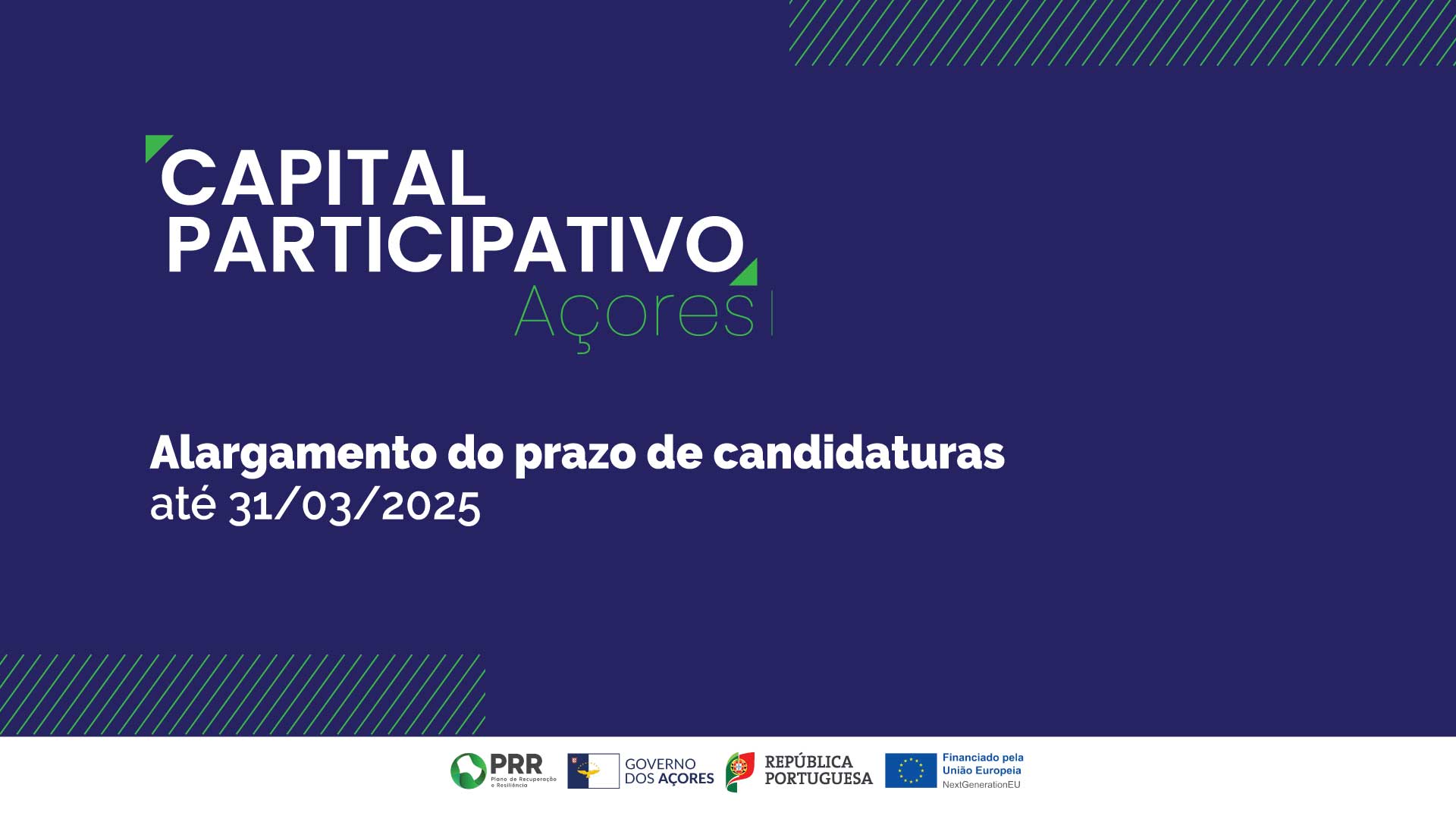 Prazo de candidatura ao Programa Capital Participativo Açores I alargado até 31 de março de 2025 